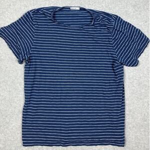 Marine Layer Mens Size XL Signature Crew Tee in Indigo/White Stripe